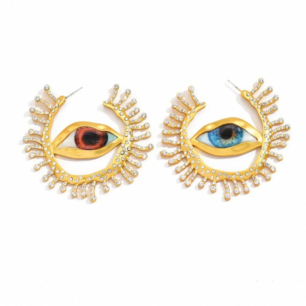 Ornate Golden Eye Statement Earring