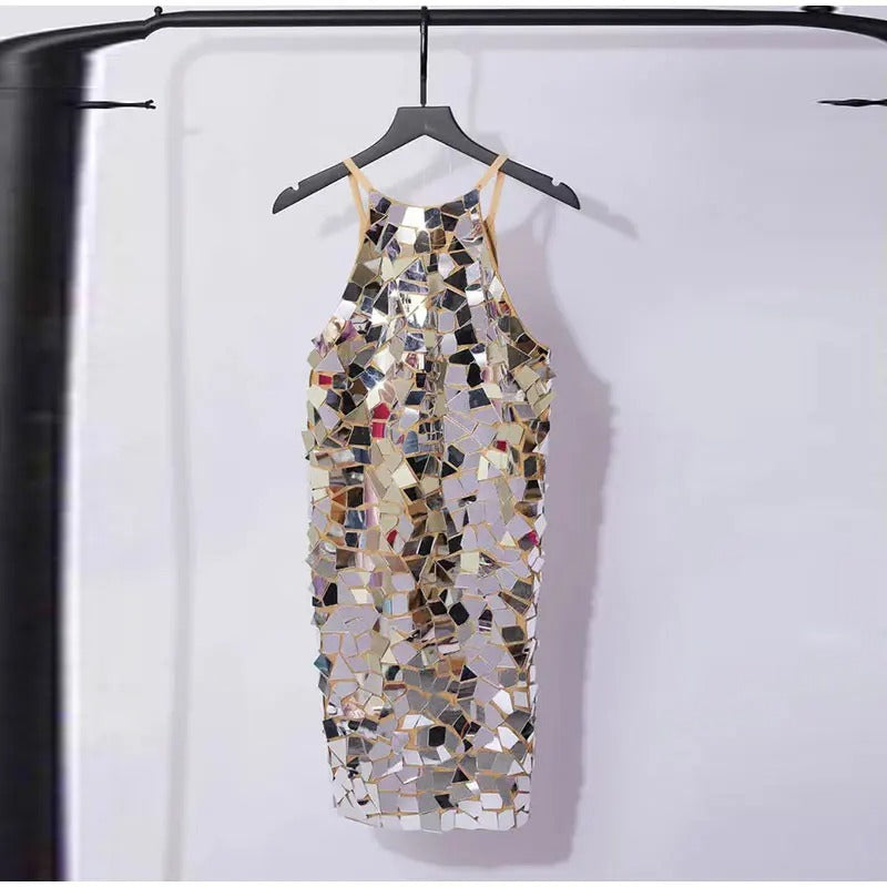 Mirror Shard Bodycon Mini Dress