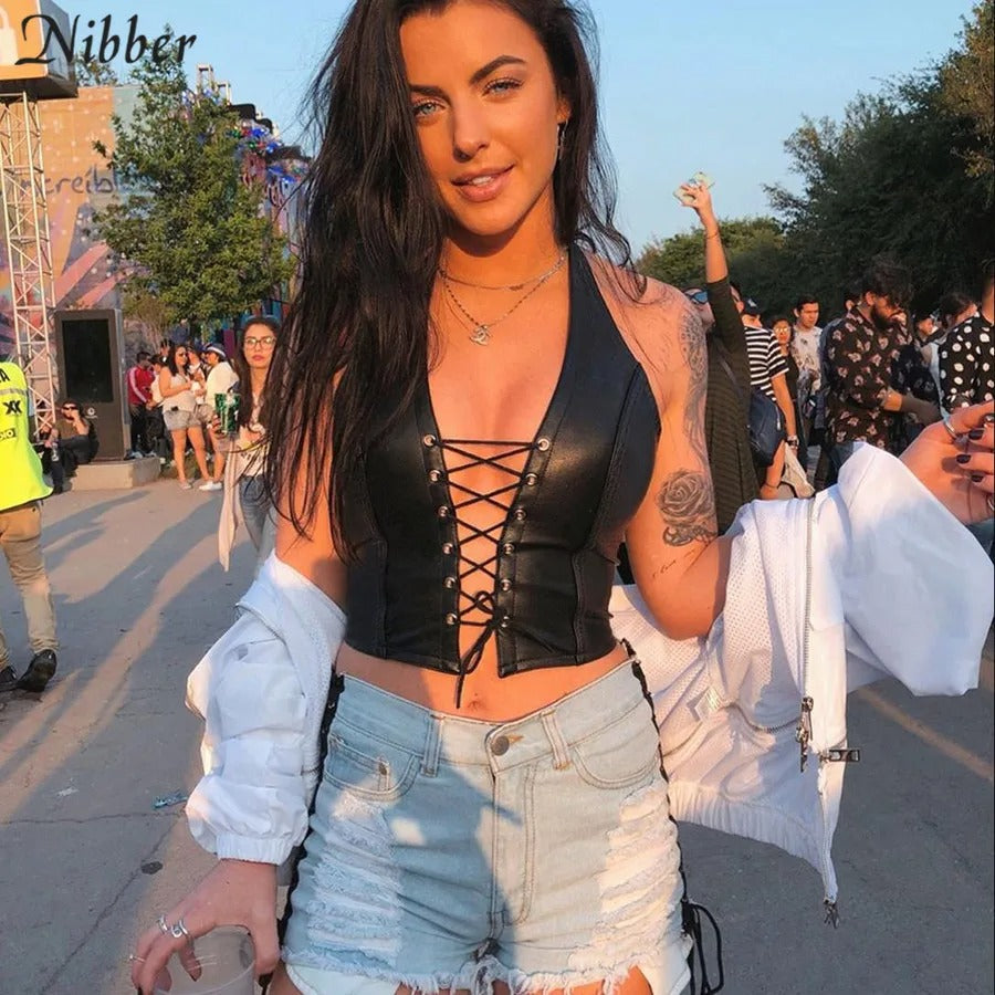Festival-Ready Lace-Up Crop Top