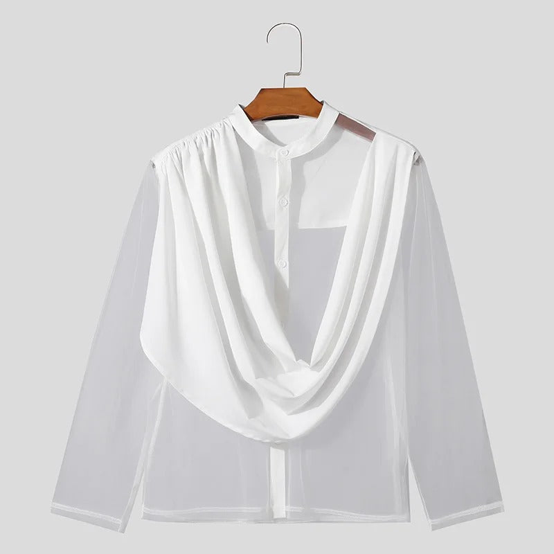 Translucent Elegance Wrap-Front blouse