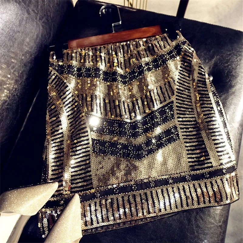 Glam Sequined Mini Skirt - Party Wear