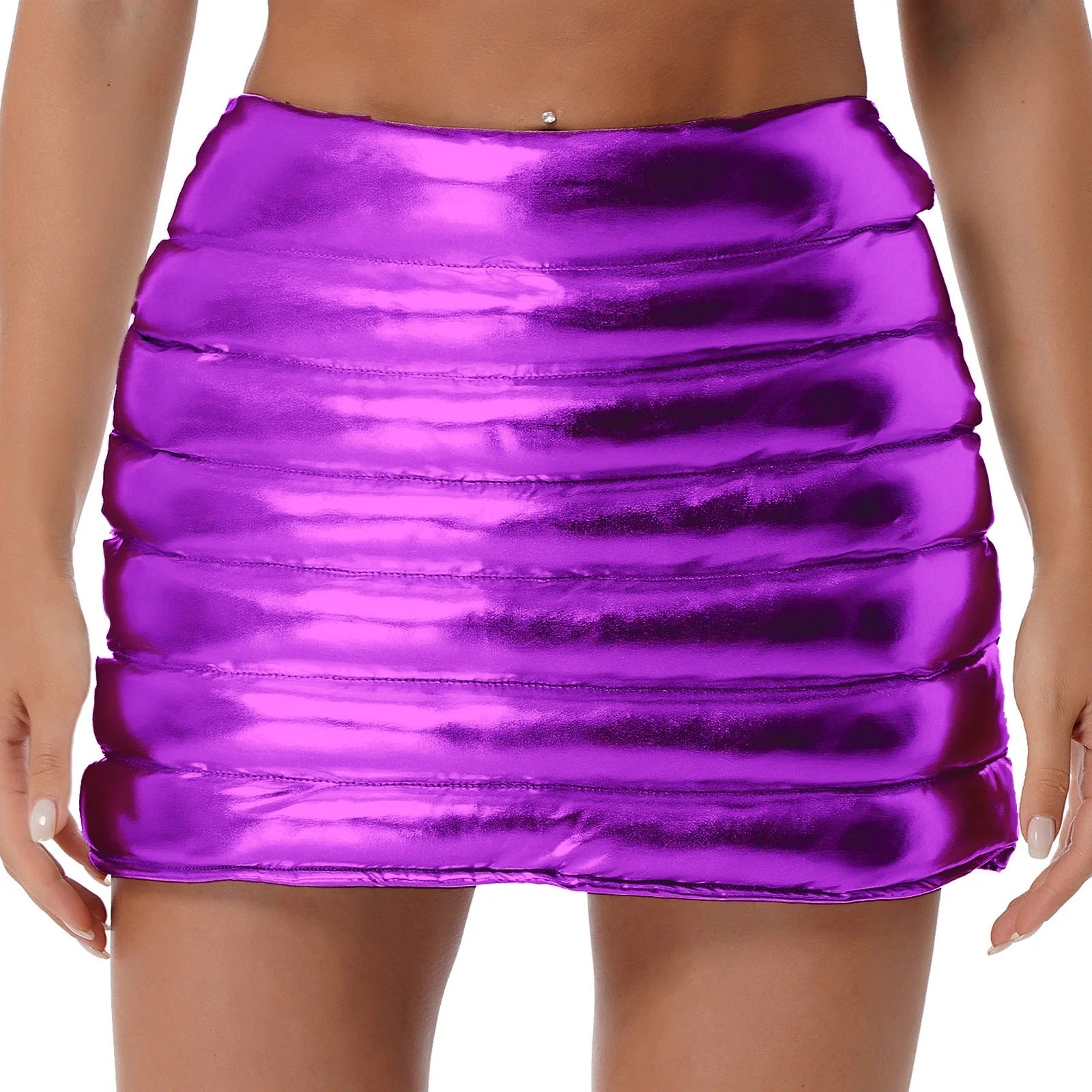 Vibrant Purple Satin Mini Skirt