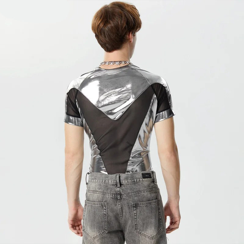 Futuristic Metallic Sheer Bodysuit