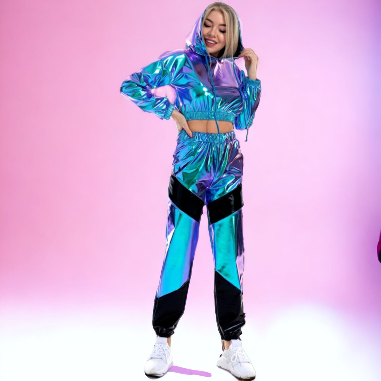 High-Waist Holographic Joggers