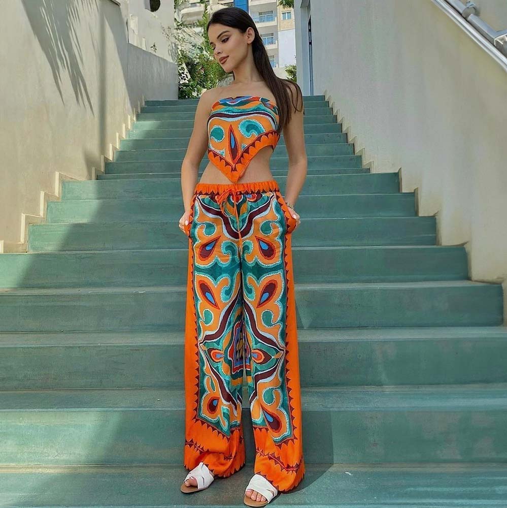 Vibrant Boho Chic Strapless outfit