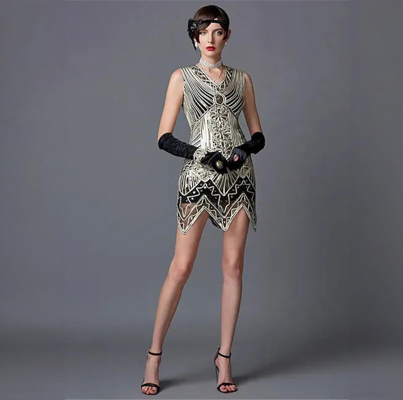 Vintage-Inspired Beaded Flapper Dress