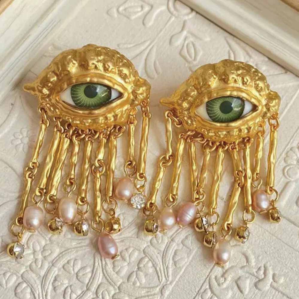 Vintage Demon Eye Tassel Earrings
