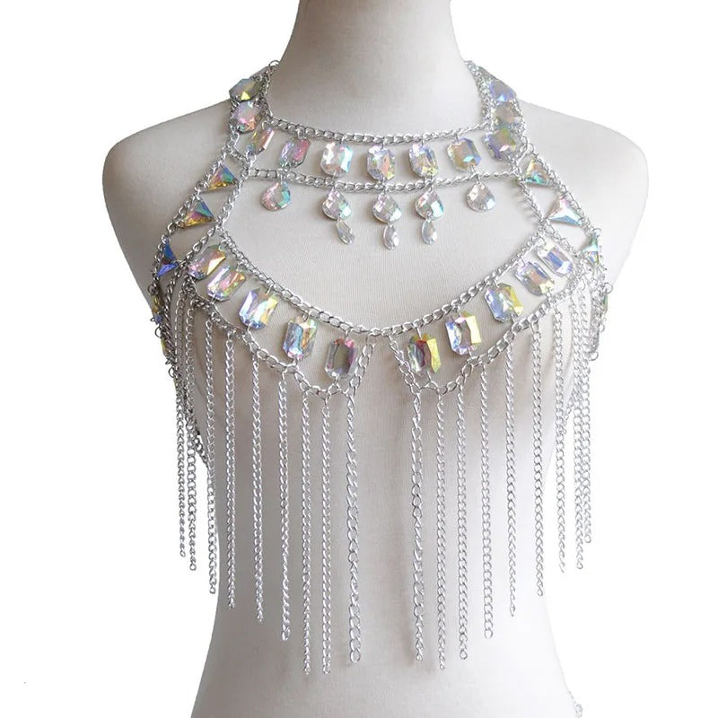 Iridescent Crystal Chainmail Necklace