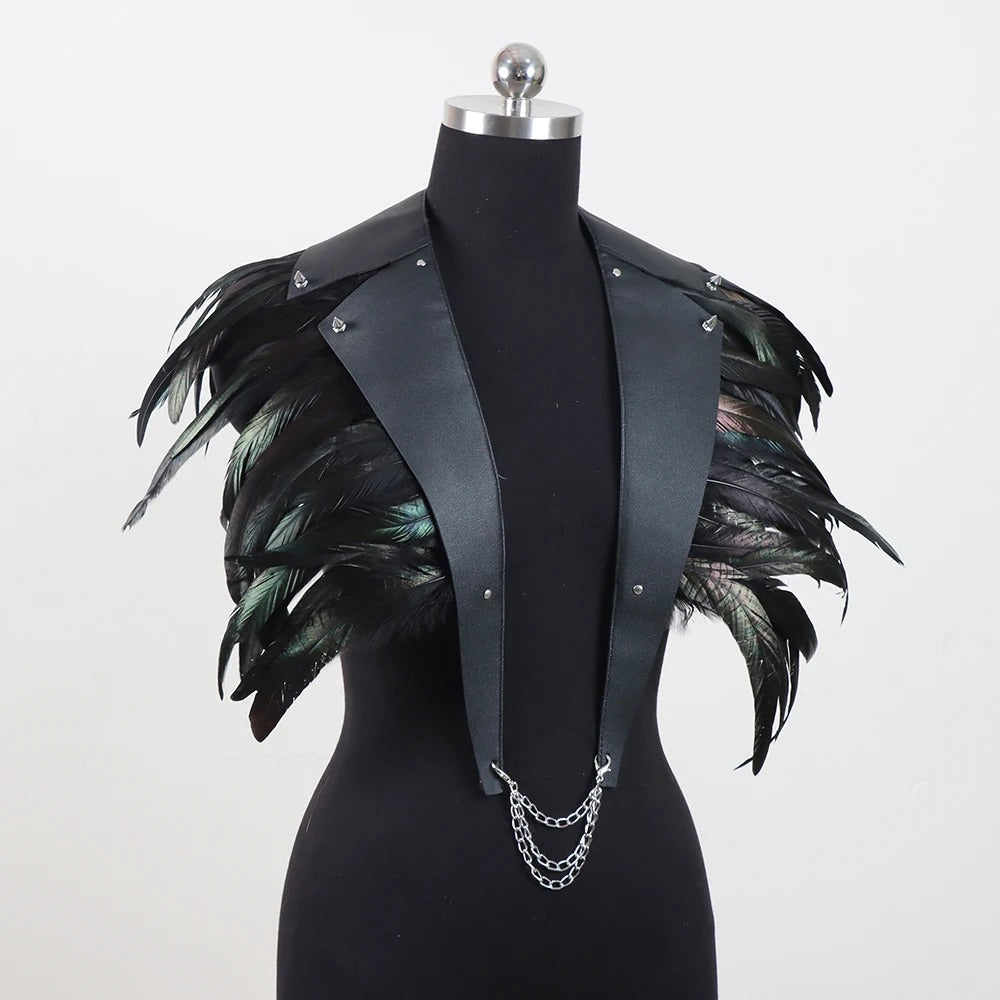 Feathered Leather Festival Vest