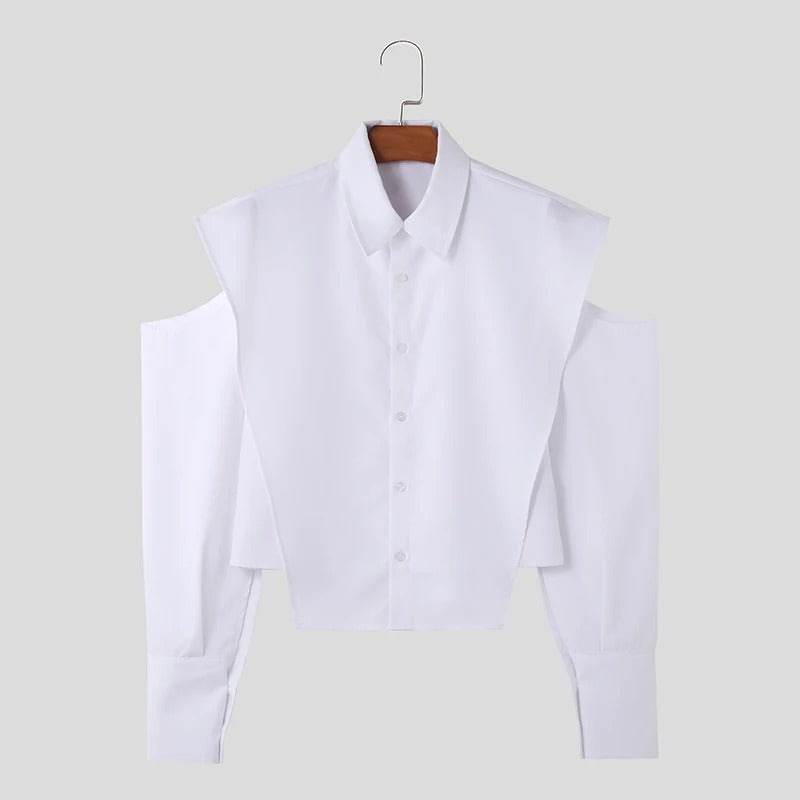 Edgy Cut-Out White Dress Shirt