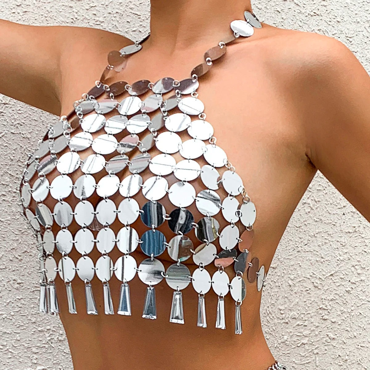 Sexy Plastic Sequins Chest Neck Body Chain