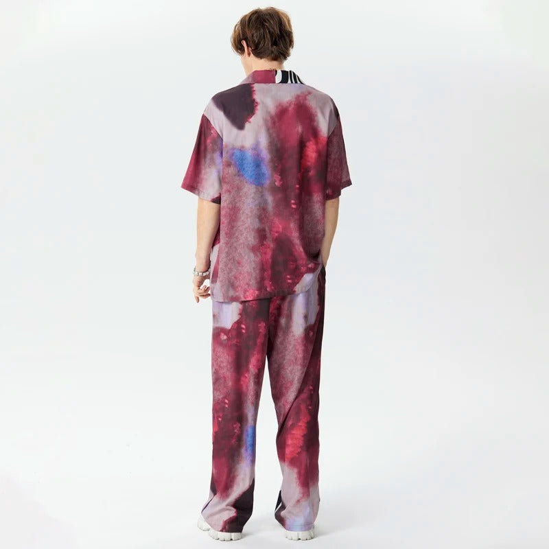 Modern Art-Inspired Men's Printed Shirt and Pant Set