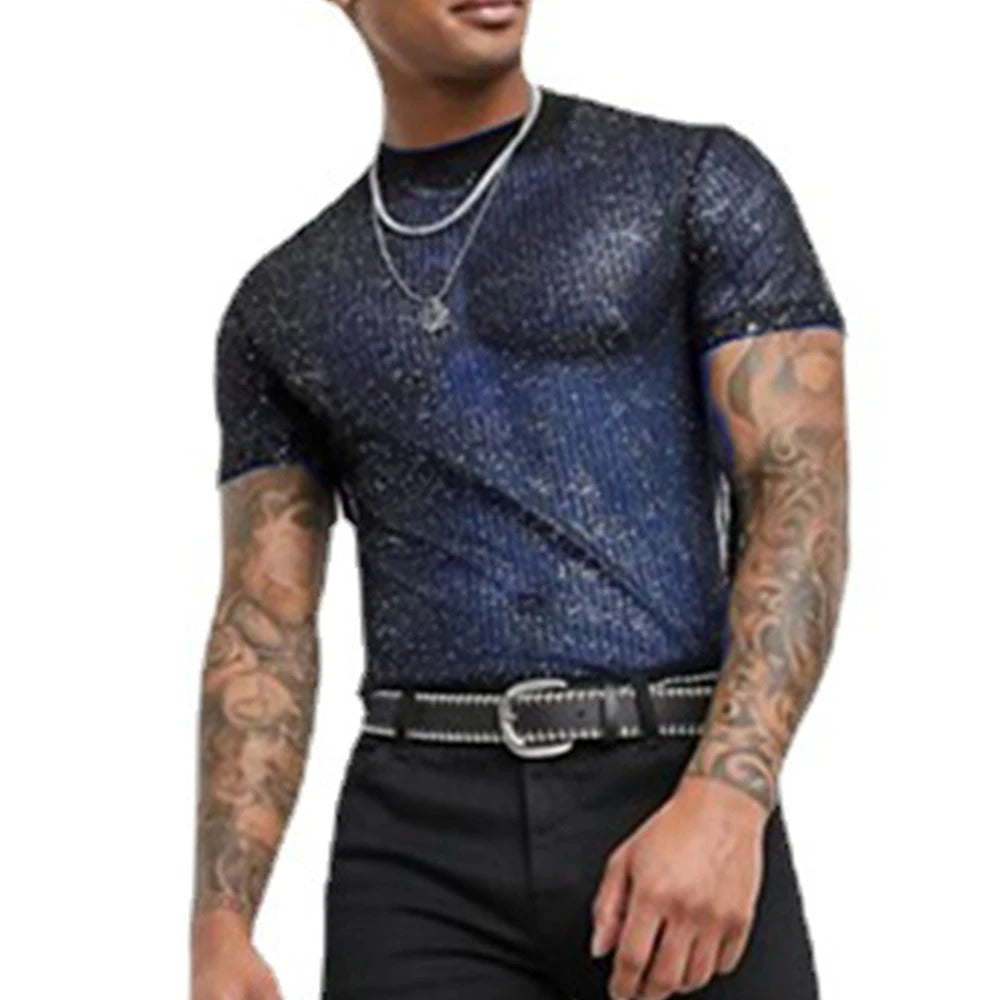 Sapphire Sparkle Slim-Fit T-Shirt for Men