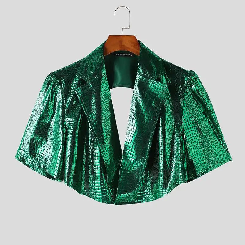 Emerald Gleam Cropped Blazer