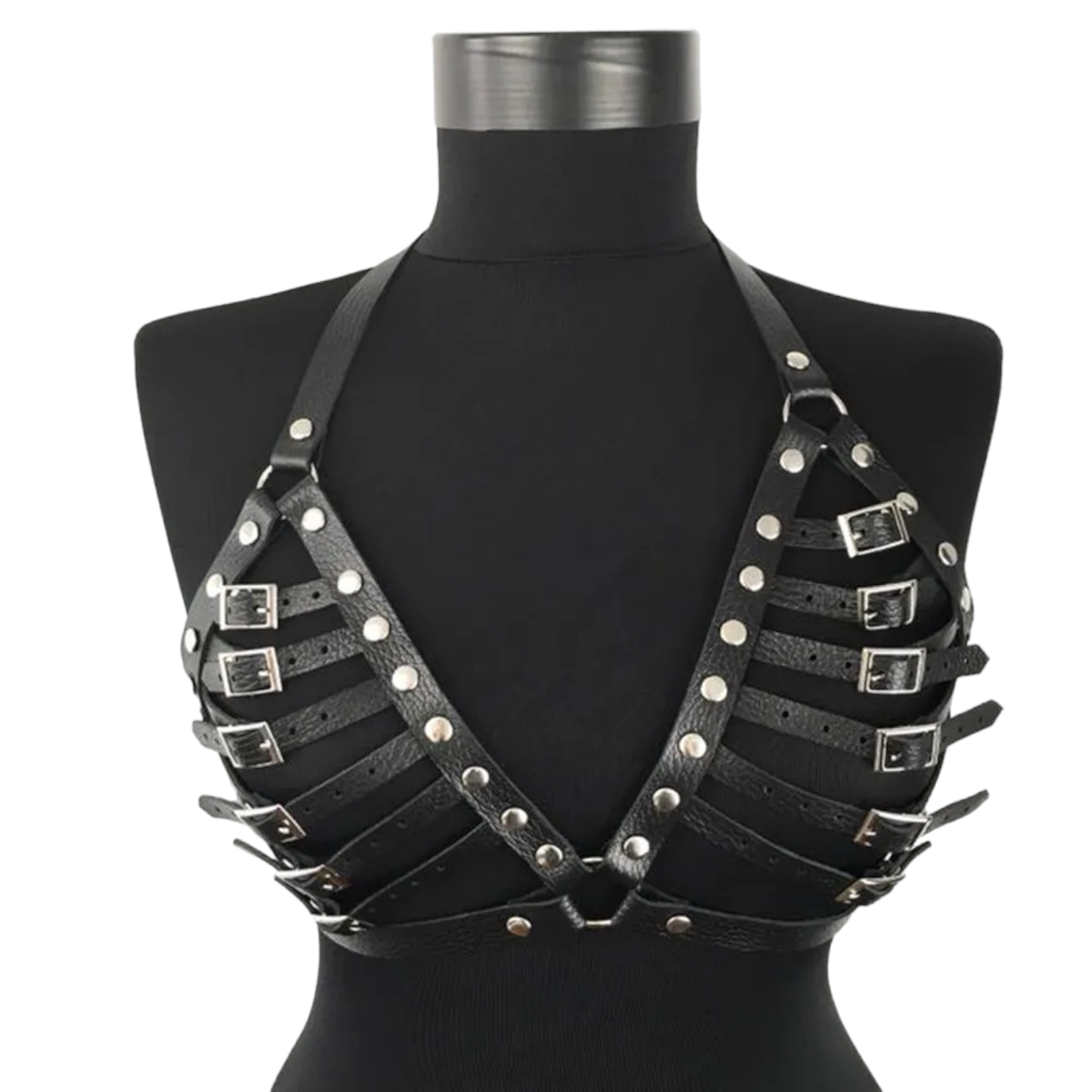 Leather Harness Bra Cage3